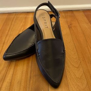 Black leather flats